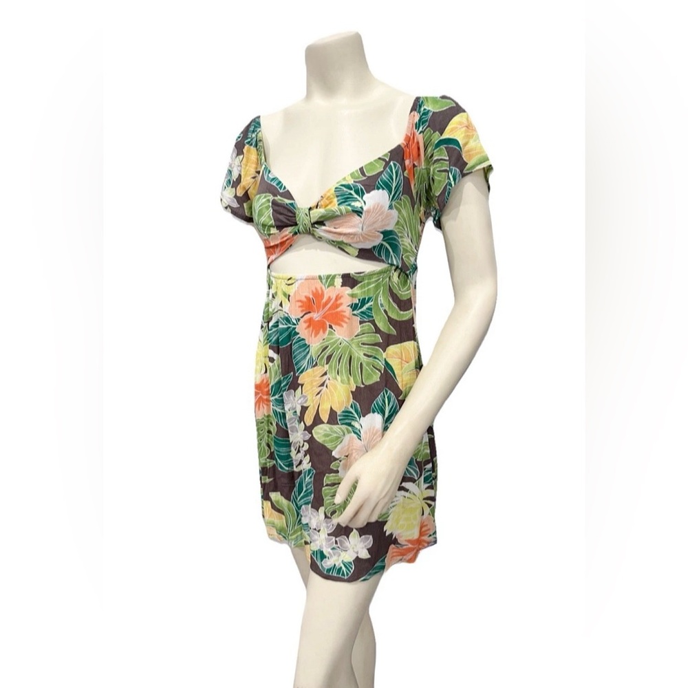 Volcom True To This Tropical Floral Mini Dress XS Boho Cutout Sweetheart